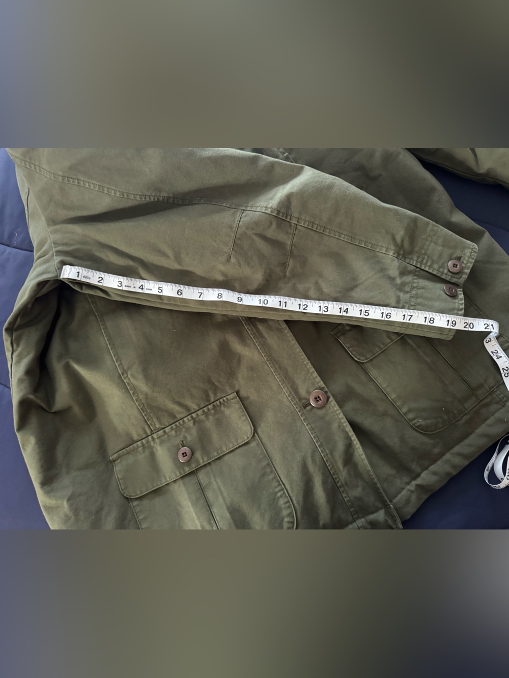 L.L. Bean Olive Green Utility Jacket with Brown Cord Collar - Picture 7 of 10